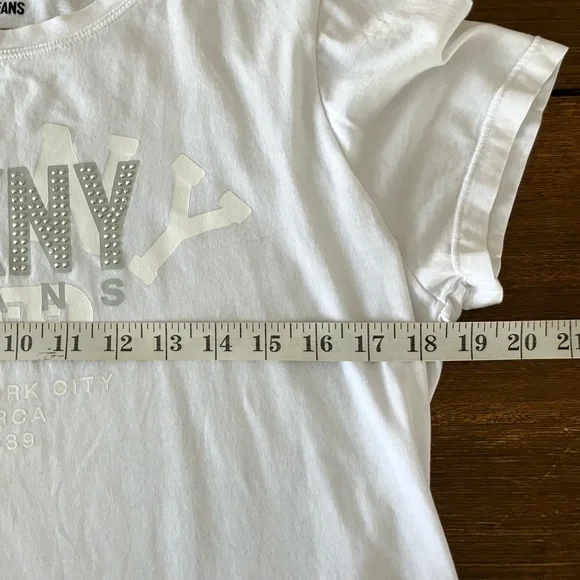 DKNY Women's White Studded Graphic Tee - Picture 4 of 5